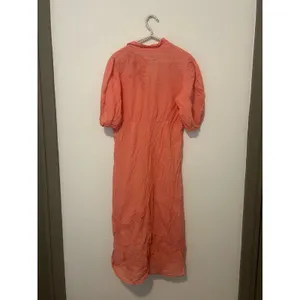 Johnny Was Size Medium Midi Dress Orla Puff Sleeve Embroidered Orange Preppy thumbnail 10