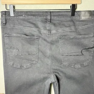 American Eagle High-Rise Jegging Jeans Black Stretch Distressed Lace Detail 16R thumbnail 6