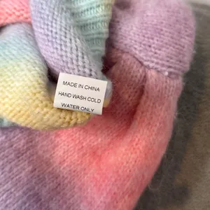 VICI Pastel Rainbow Fuzzy Crop Sweater Puff Sleeve‎ Dopamine Kawaii Kidcore Sz M thumbnail 8