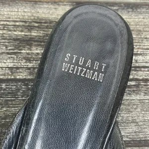 Stuart Weitzman Black Leather Slide On Square Toe Shoes 8.5 thumbnail 6