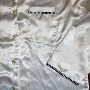 Vtg Victorias Secret White Satin Pajama Top thumbnail 6