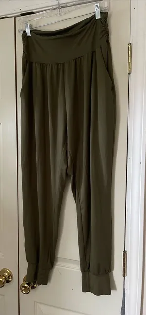 Source Unknown Olive Green Draped Jogger Pants thumbnail 1