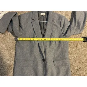 Ann Taylor LOFT Wool Blend Gray 1 Button Blazer Women Size 12 Career Jacket Long thumbnail 7