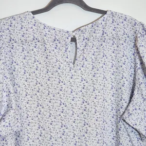 Dokotoo Purple Floral Blouse with Puffy Sleeves Size 2XL thumbnail 5