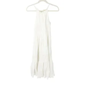 Anthropologie Maeve Womens Boho Beachy Tiered Eyelet Midi Dress‎ Size 0 White thumbnail 3
