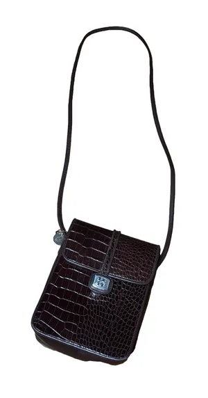 One World by Brighton Brown Croc Embossed Crossbody Bag & Wallet Set thumbnail 1