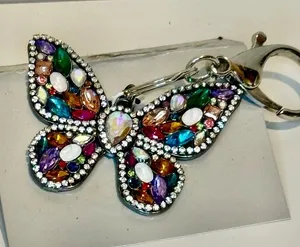 NEW Colorful Crystal Butterfly Bag Charm Keychain NWT thumbnail 1