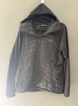 The‎ North Face Womens Black Hybrid Quilted Hooded Jacket Size Large L Full Zip thumbnail 1