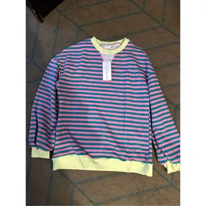 NEW Striped Crewneck Oversized Sweatshirt Pullover Sweater M thumbnail 3