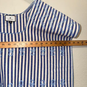 Tuckernuck Sullivan Embroidered Canvas Caftan sz M Blue Stripe Mini Swim‎ Cover thumbnail 11