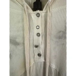 POL‎ Cream Tie Dye Ribbed Hooded Henley Tunic Top Size L Oversized Boho thumbnail 4