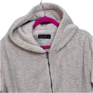 Abercrombie & Fitch Sherpa hoodie Women Large Soft a&f Langenlook gorcpore cream thumbnail 5