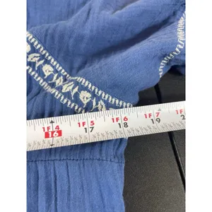 Old Navy Blue Gauze Midi Maxi Dress Boho Peasant Cottagecore Embroidered S thumbnail 13