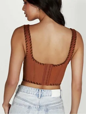 Meshki Audrey Faux Suede Leather Corset Size Small thumbnail 2