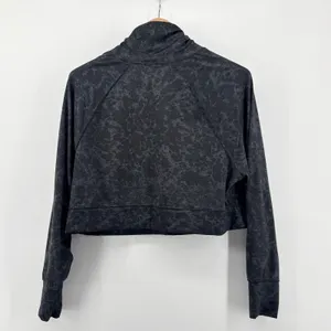 Vuori‎ Halo Essential Funnel Neck Black Camo Pullover Stretch Crop Womens Small thumbnail 7