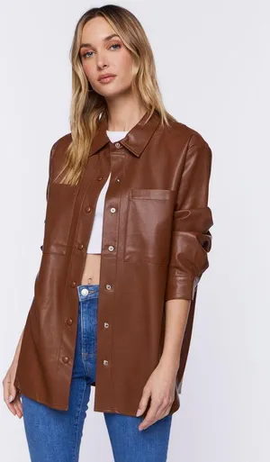 Forever 21 Faux Leather Shacket thumbnail 1