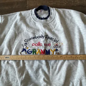 Vintage Jerzees Grammy Sweatshirt Grey Embroidered Double Collar Large 90s Y2K thumbnail 5