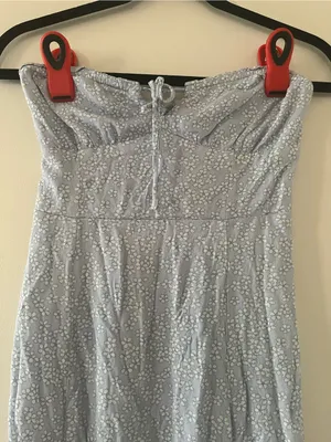 Aeropostale Blue Ditsy Floral Strapless Midi Dress Small Cottagecore Beachy thumbnail 2