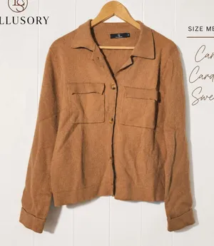 Lillusory Cardigan Sweater Medium Camel Button Front Lightweight Knit Brown thumbnail 1