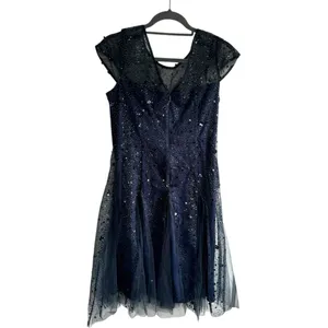 JS Collections‎ Alyssa Sequin Godet Cocktail Dress Navy 6 thumbnail 7