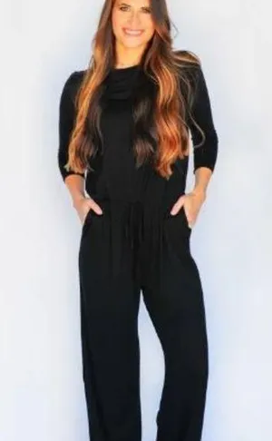 Lake Flower black jumpsuit with pockets EUC Size M thumbnail 1