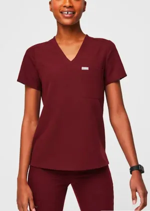 Figs Burgundy Catarina One-Pocket Scrub Top Size Large thumbnail 1