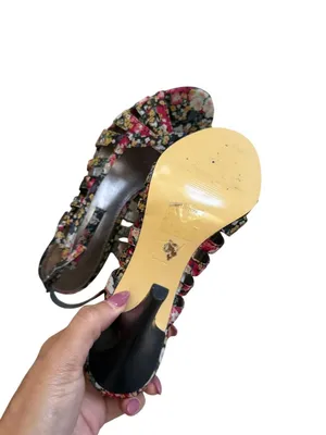 BANDOLINO Floral Peeptoe Slingback Heels Size 7 thumbnail 7