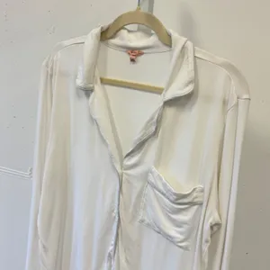 Eberjey Gisele Pajama Top White Modal Long Sleeve Button Down Sleep Shirt S thumbnail 3