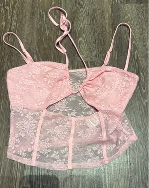Tiger Mist Pink Lacy Top thumbnail 1