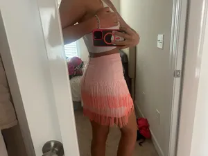 Peach Love California Fringe Pink Jean skirt thumbnail 3