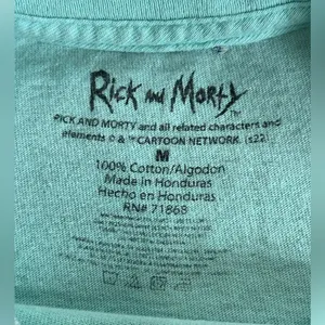 Cartoon Network Rick & Morty Adult Mint Green T-Shirt size Medium thumbnail 5