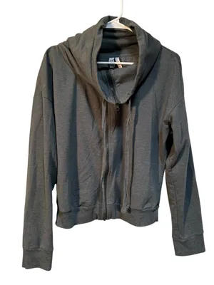 Z by Zella Women's Size Medium Cowl Neck Sweatshirt Charcoal Gray Full Zip thumbnail 1