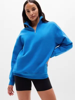 New Athleta S Forever Fleece 1/4 Zip Sweatshirt Breaker Blue Small Regular thumbnail 1
