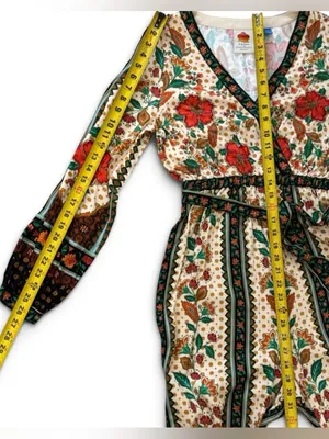 Farm Rio x New Anthropologie Cotton Boho Floral Jumpsuit Long Sleeve S-S thumbnail 15