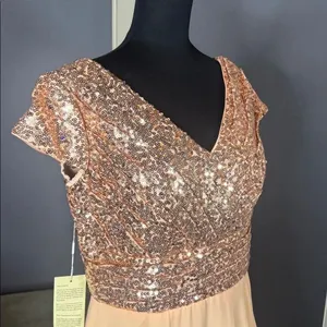 Women’s Full Length Prom Formal Dress Sequined V-Neck Bodice SideZip Size 12 NEW thumbnail 3