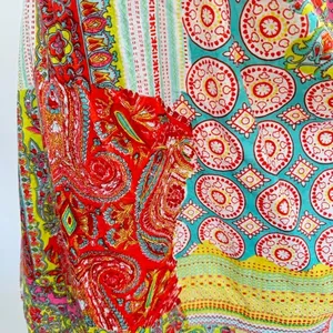 Patchwork Sundress Boho Paisley Print Halter Neckline Pura Vida Lightweight thumbnail 7