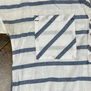 Zara Basic White Blue Striped V-neckline 3/4 Sleeve Blouse XS thumbnail 4