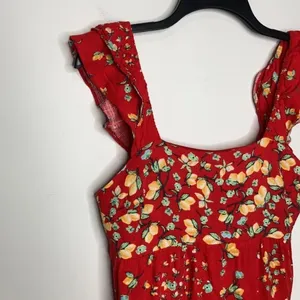 LC Lauren Conrad red sundress with lemon‎ pattern size small thumbnail 2