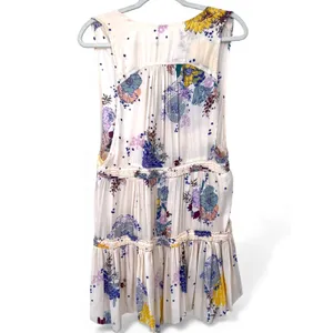 FREE PEOPLE | M | Floral Tiered Tunic Top Mini Dress Ruffle Sleeveless Tank thumbnail 6