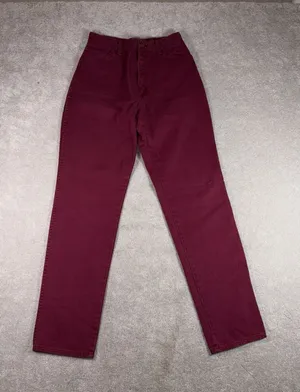 VTG Women's 90s Burgundy Denim Wrangler Jeans WPL6428 12x34 Cowgirl Cut thumbnail 1