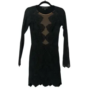 For Love & Lemons Black Lace Bodycon Ilusion Dress Womens XS Cocktail Mini thumbnail 2