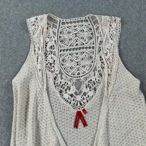 Red Camel Crochet Knit Sleeveless Open Top Women's X-Small Beige Boho Y2k thumbnail 4