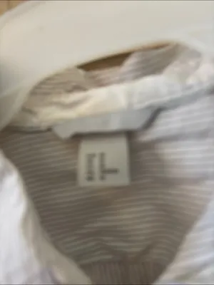 H & M White Striped Button-Up Shirt 10 thumbnail 3