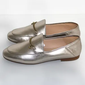 Coach Hanna Loafer Champagne and Gold Metallic Leather Shoes Size 8.5 thumbnail 7