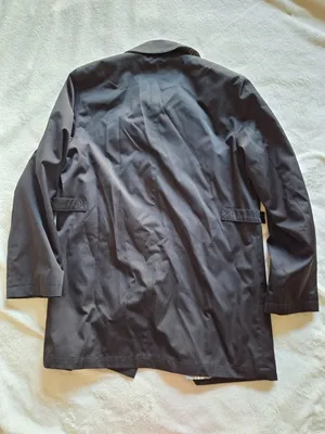 NWOT Gallery Black Single Breasted Rain Coat Jacket Size L Plaid Lining thumbnail 8