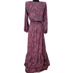 Anthropologie Boemo Teal Paisley Smocked Waist Tiered Maxi Dress Sz S Boho Retro thumbnail 4