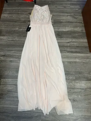 NWT Lulus Blush Pink Lace Chiffon Maxi Formal Dress Size S thumbnail 2