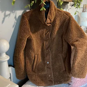 Cozy Sherpa Jacket Brown Fleece Womens Small thumbnail 3
