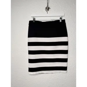BB Dakota Black and White Striped Wrap Skirt Size M thumbnail 3