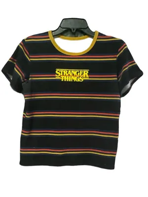STRANGER THINGS Logo Baby Tee XS/S 17” p2p Black Multi thumbnail 2